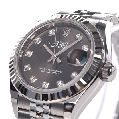 Rolex Stainless Steel 18K White Gold Diamond 28mm Oyster Perpetual Datejust Watch Slate 279174 9 of 11