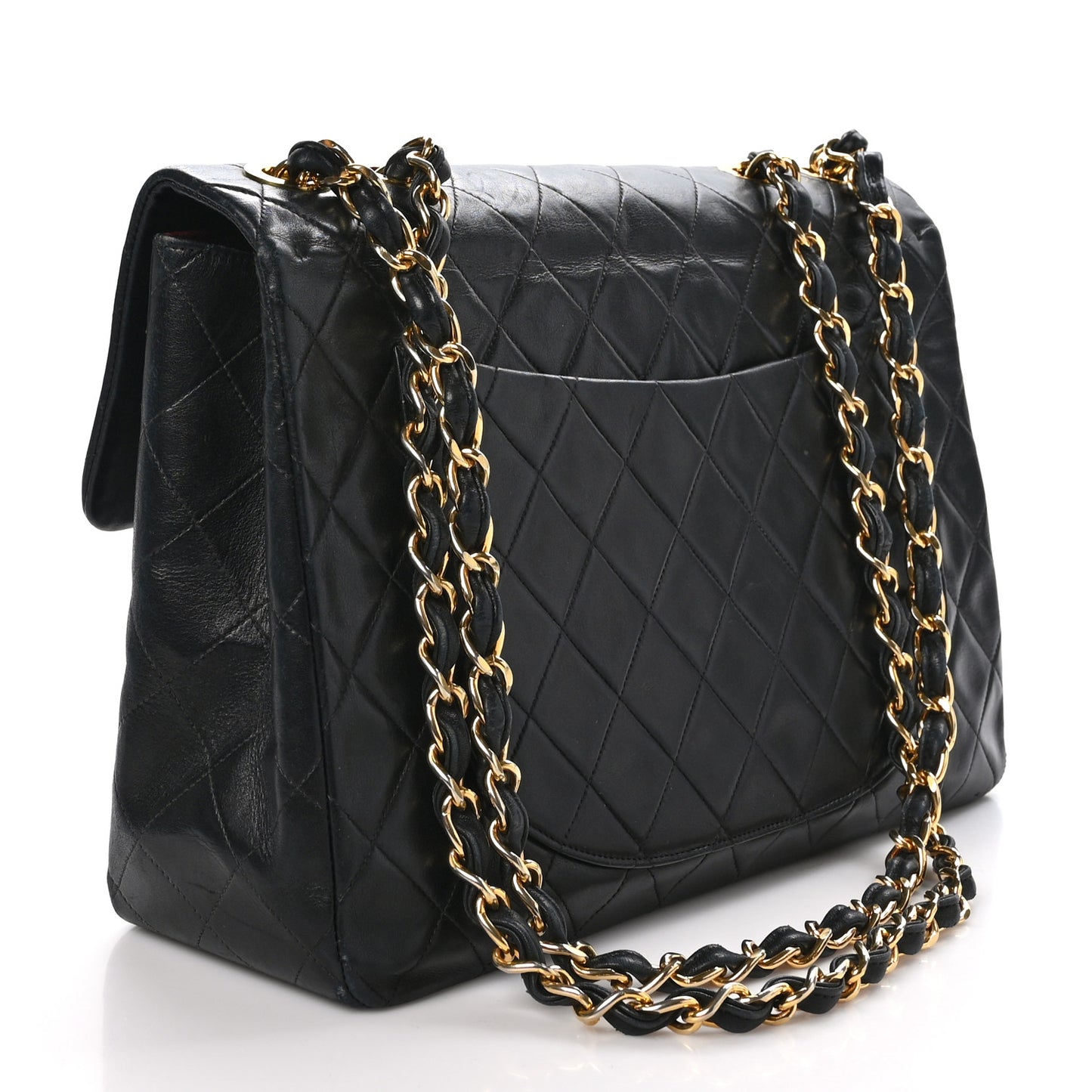 Lambskin Quilted XL Jumbo Single Flap Black