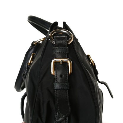 Prada Tessuto Nylon City Calfskin Shoulder Bag Black 19 of 21