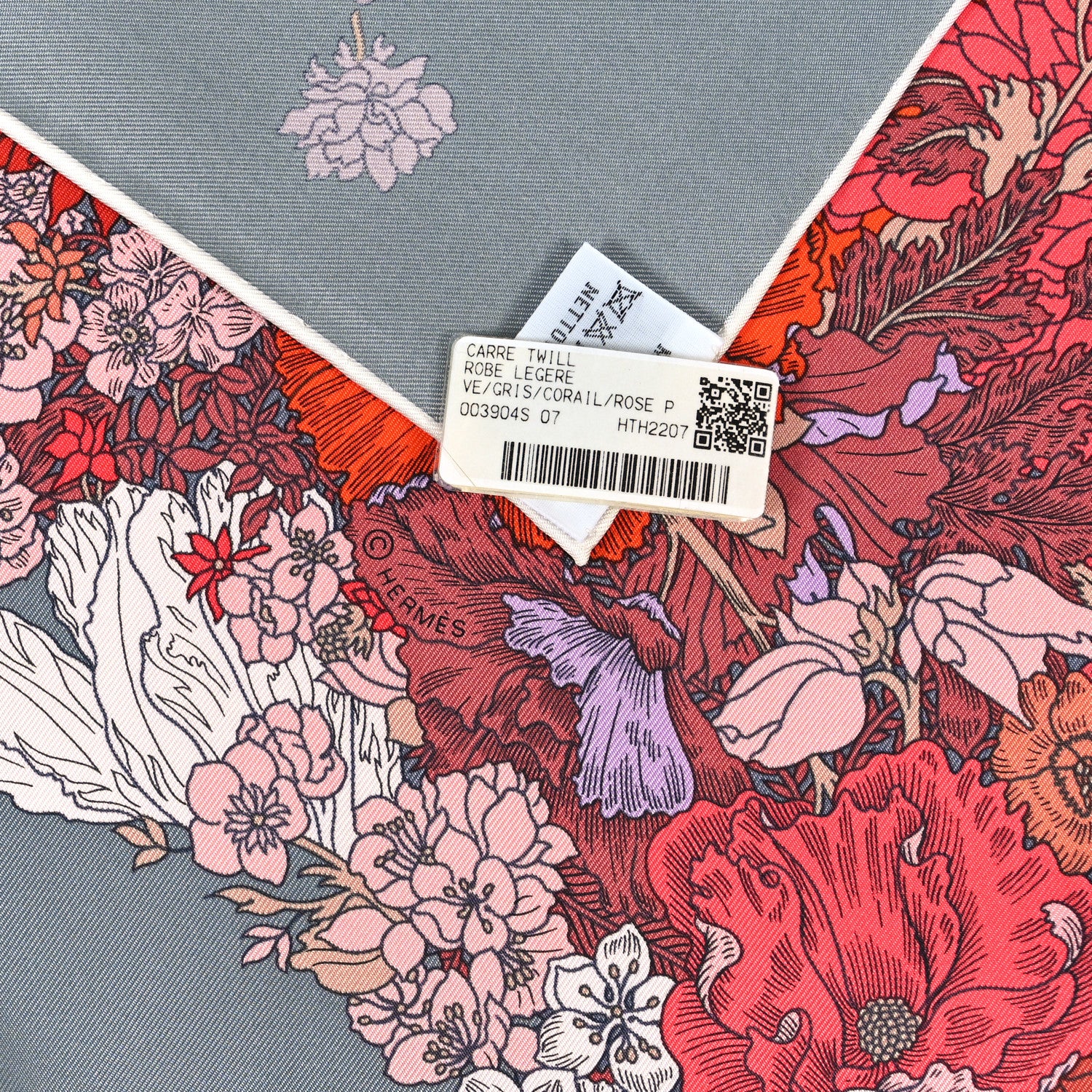 Hermes Silk Robe Legere Scarf 90 Gris Corail Rose Pourpre 3 of 3