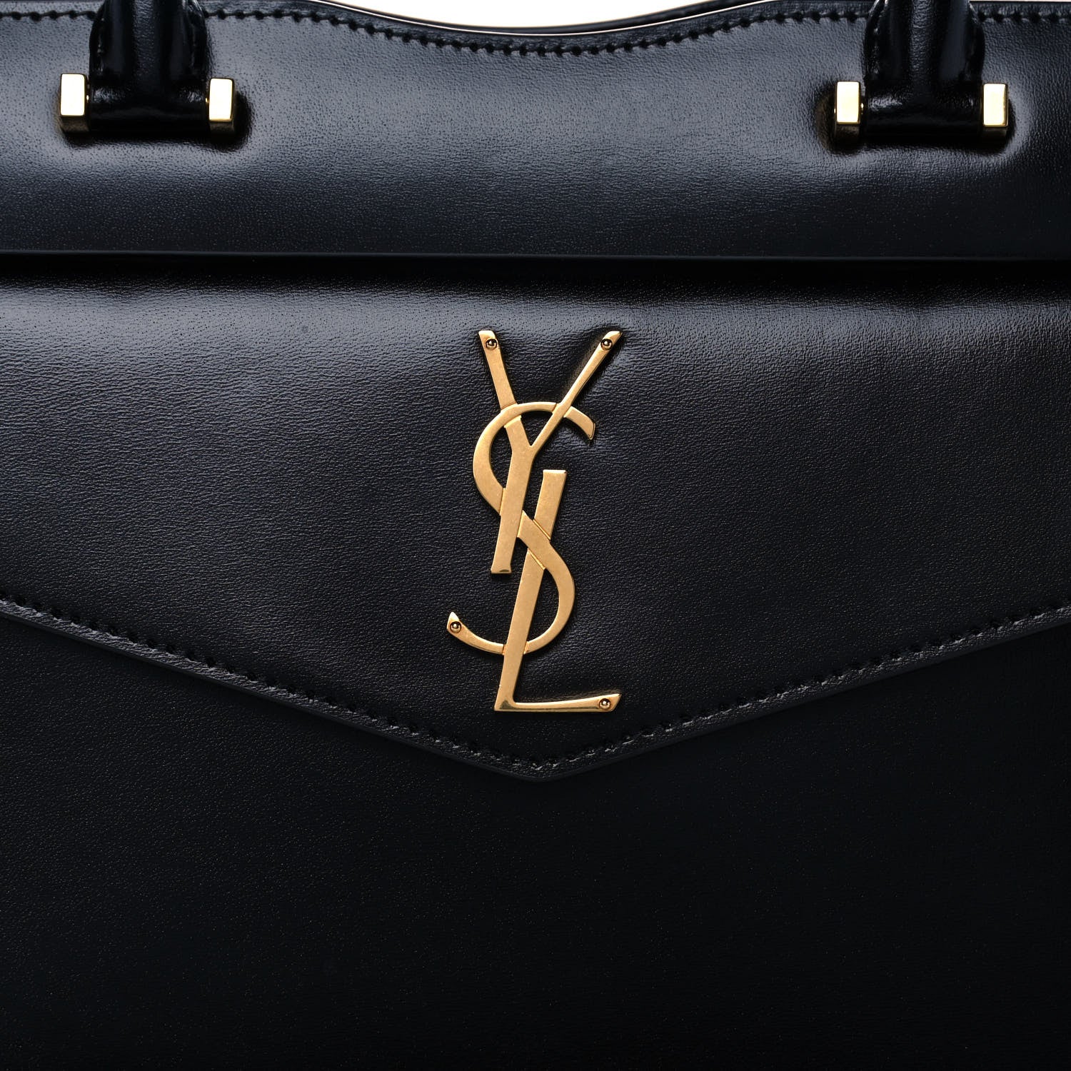 Saint Laurent Shiny Calfskin Medium Uptown Tote Black 8 of 14