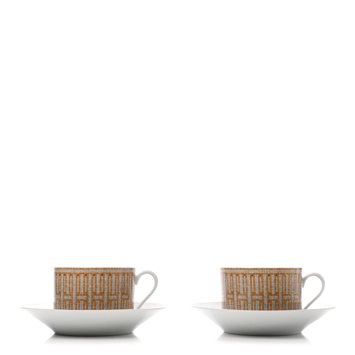 Porcelain Mosaique Au 24 Gold Breakfast Cup And Saucer Set Of 2