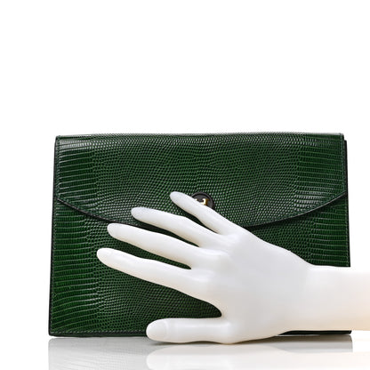 Hermes Lizard Rio Clutch Vert Moyen 2 of 7