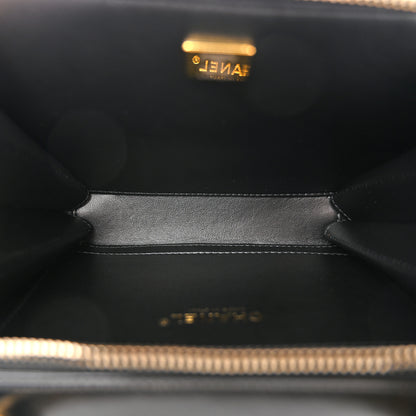 Chanel Shiny Calfskin Quilted Top Handle Vanity Black 5 of 13