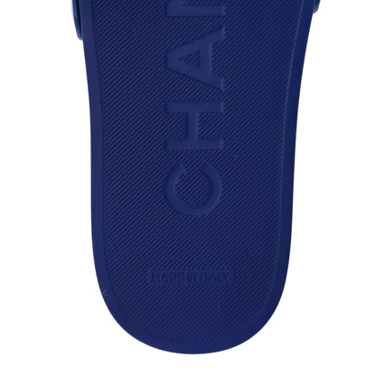 Chanel Lambskin Quilted CC Mules Sandals 36 Dark Blue 6 of 11