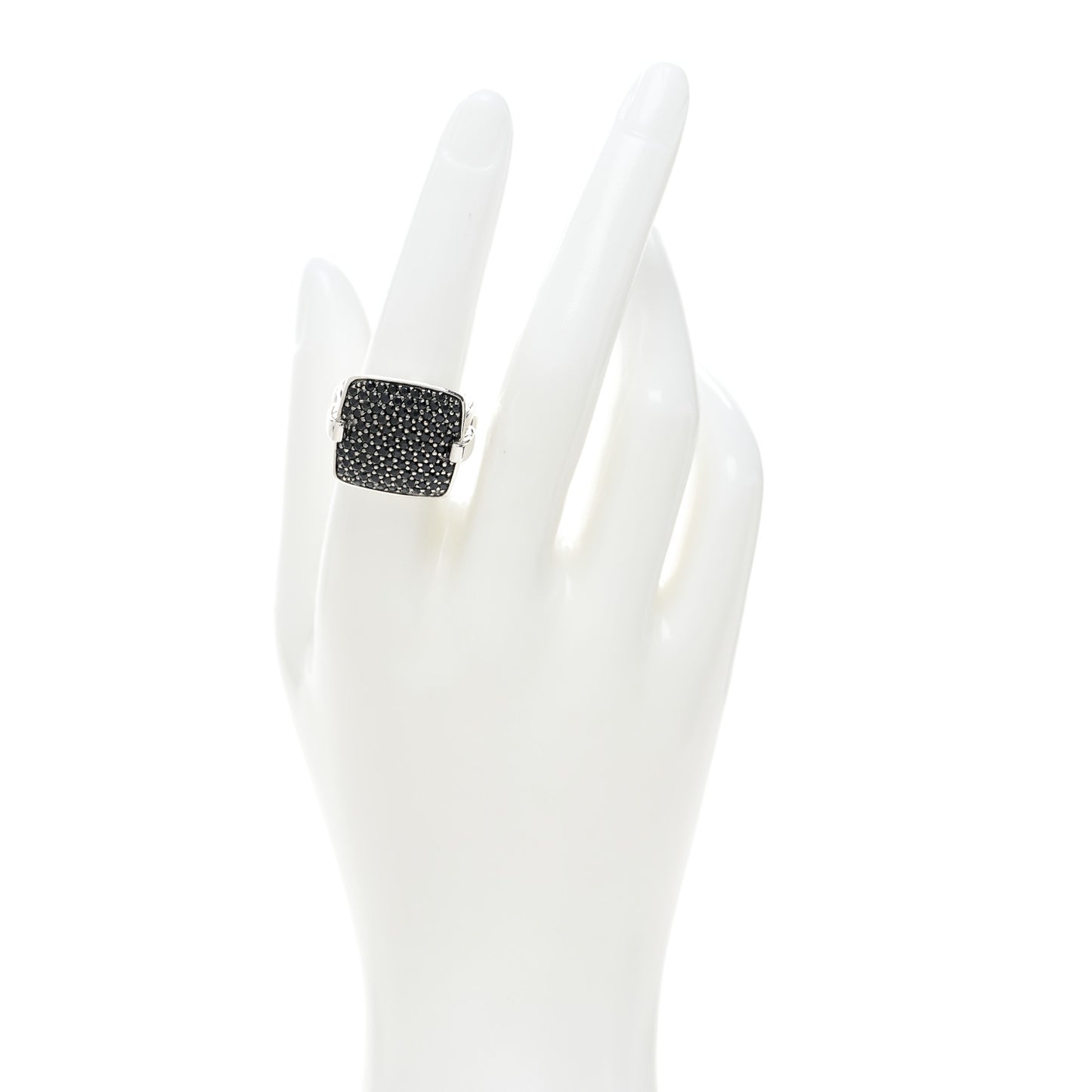 Sterling Silver Black Sapphire Classic Chain Lava Square Ring 54 7