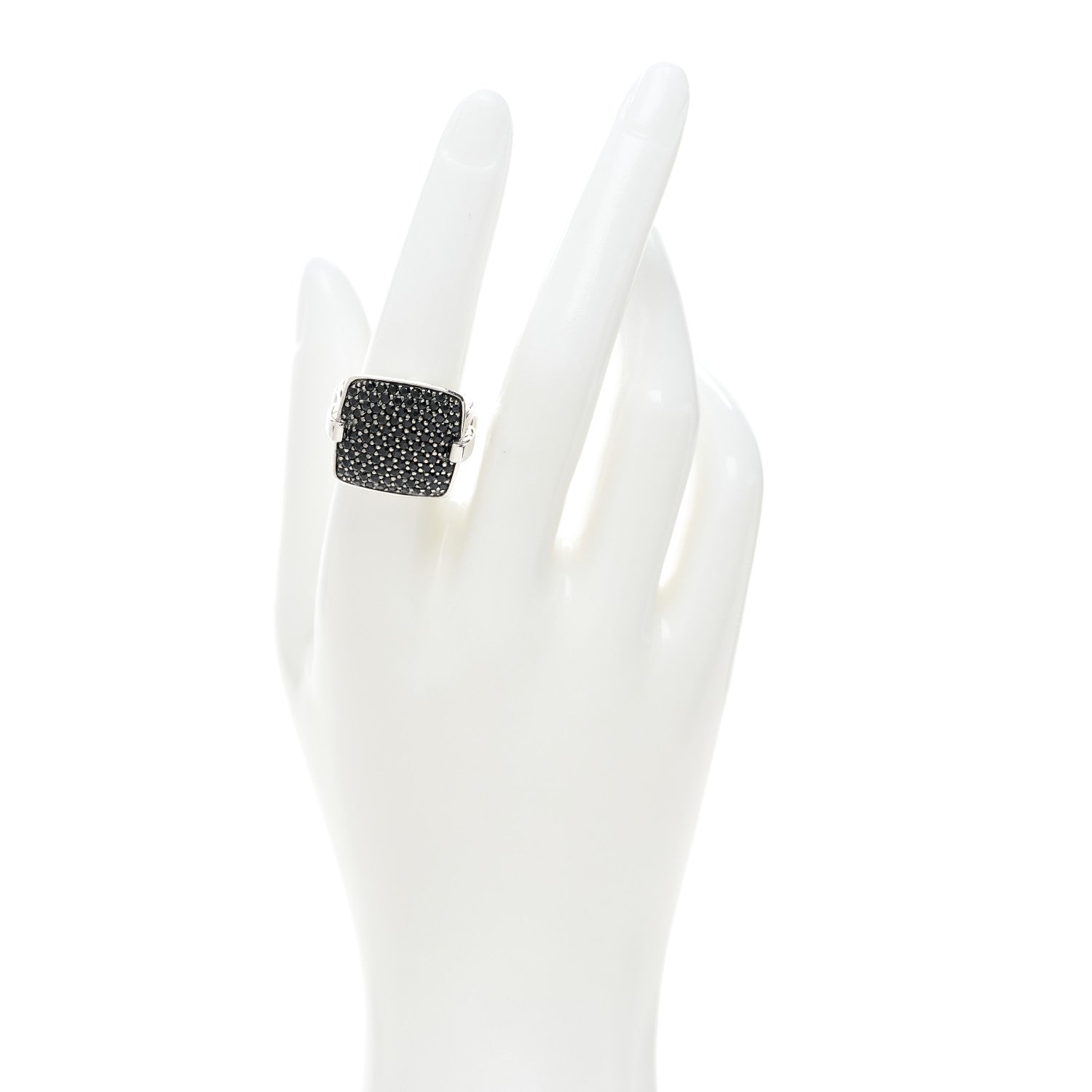 John Hardy Sterling Silver Black Sapphire Classic Chain Lava Square Ring 54 7 2 of 5