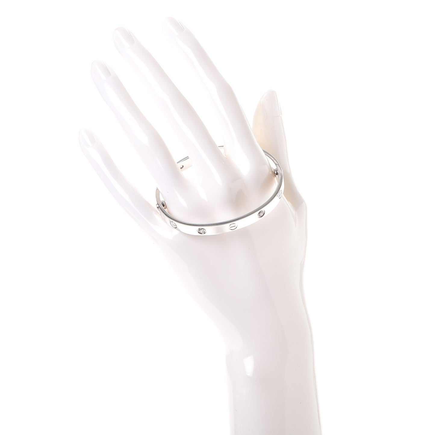18K White Gold 4 Diamond LOVE Bracelet 17