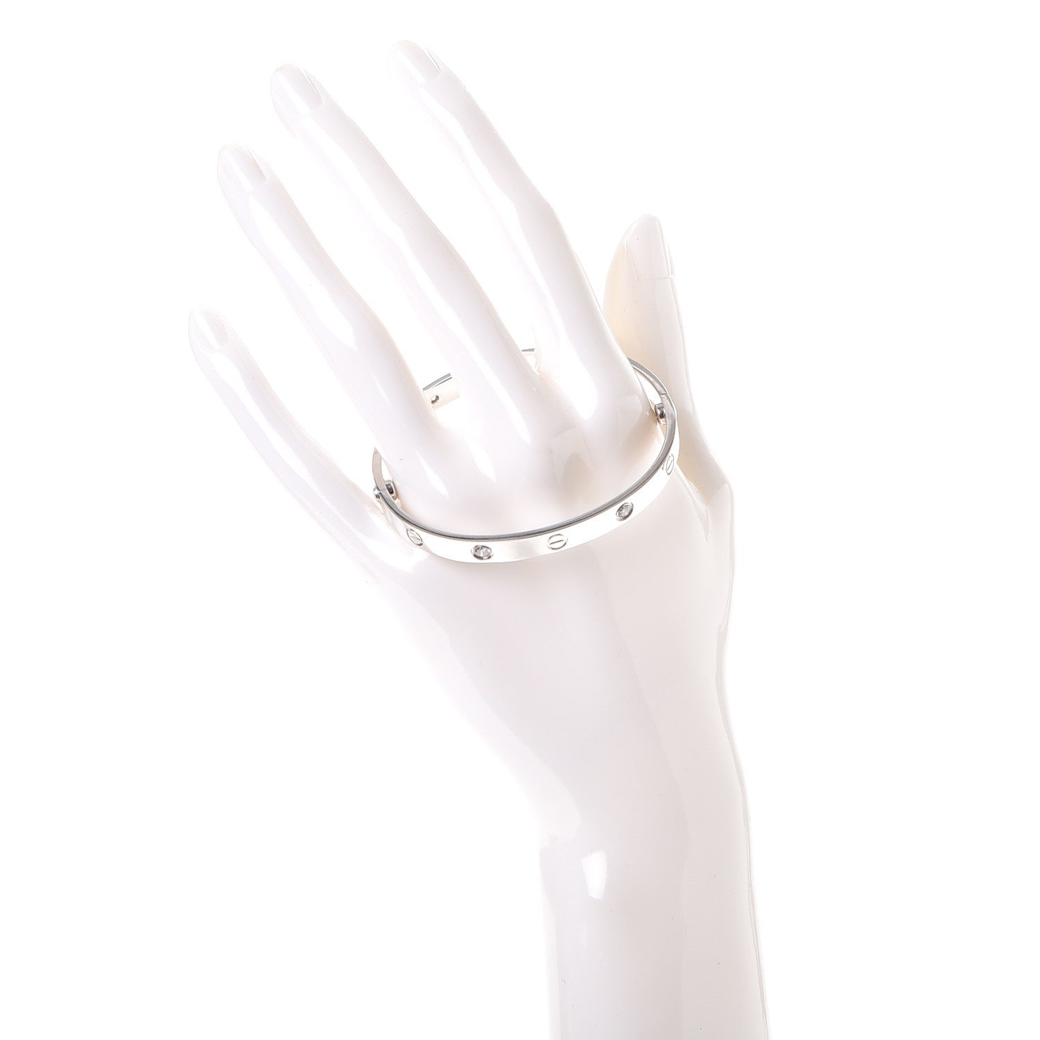 Cartier 18K White Gold 4 Diamond LOVE Bracelet 17 2 of 10