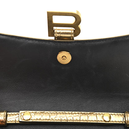 Balenciaga Metallic Calfskin Crocodile Embossed Hourglass Chain Bag Gold 11 of 12