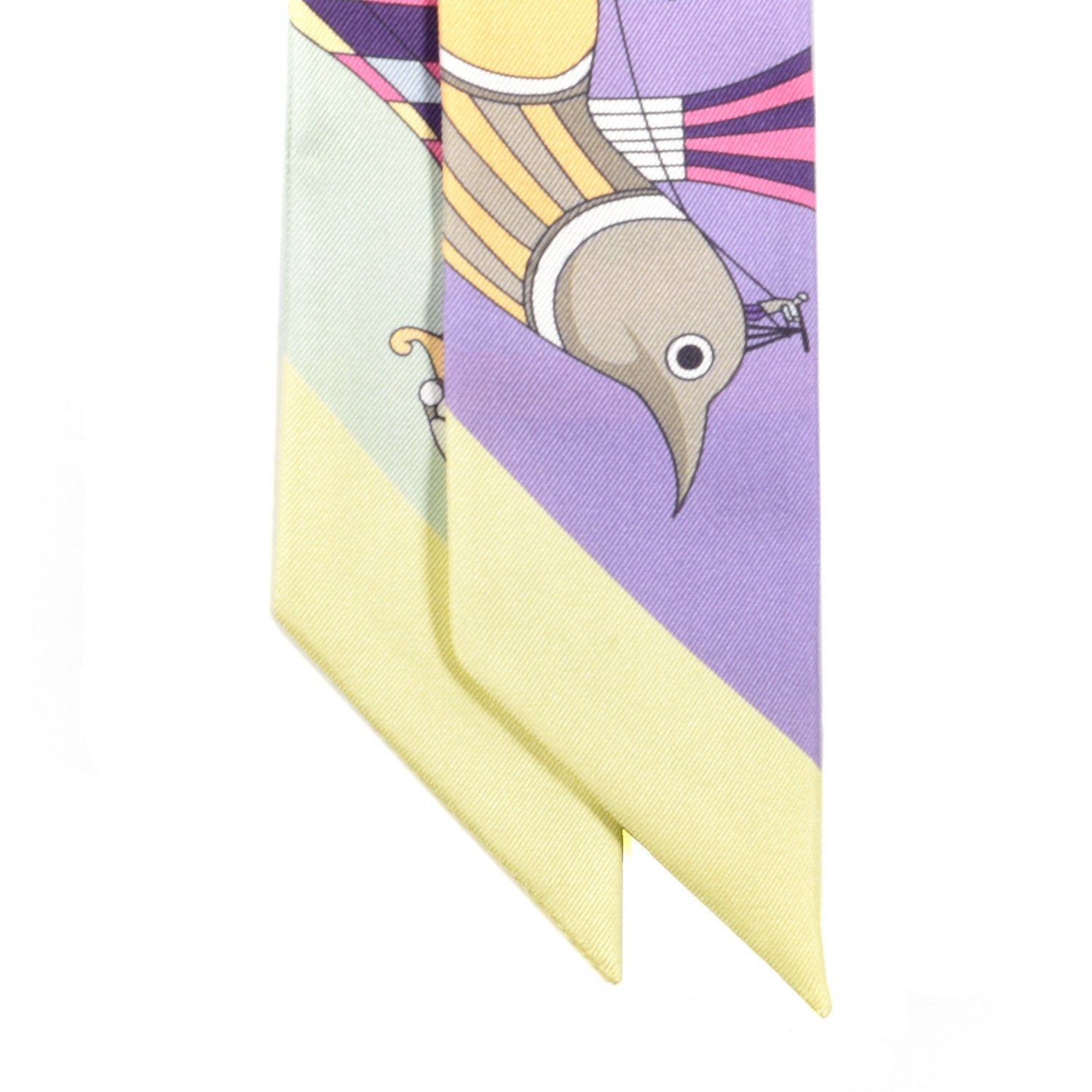 Hermes Silk Les Folies Du Ciel Twilly Mauve Jaune Vert 2 of 4