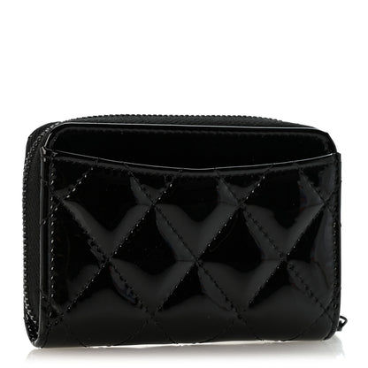 Chanel Patent Calfskin Quilted Zip Coin Purse Wallet So Black 3 of 9