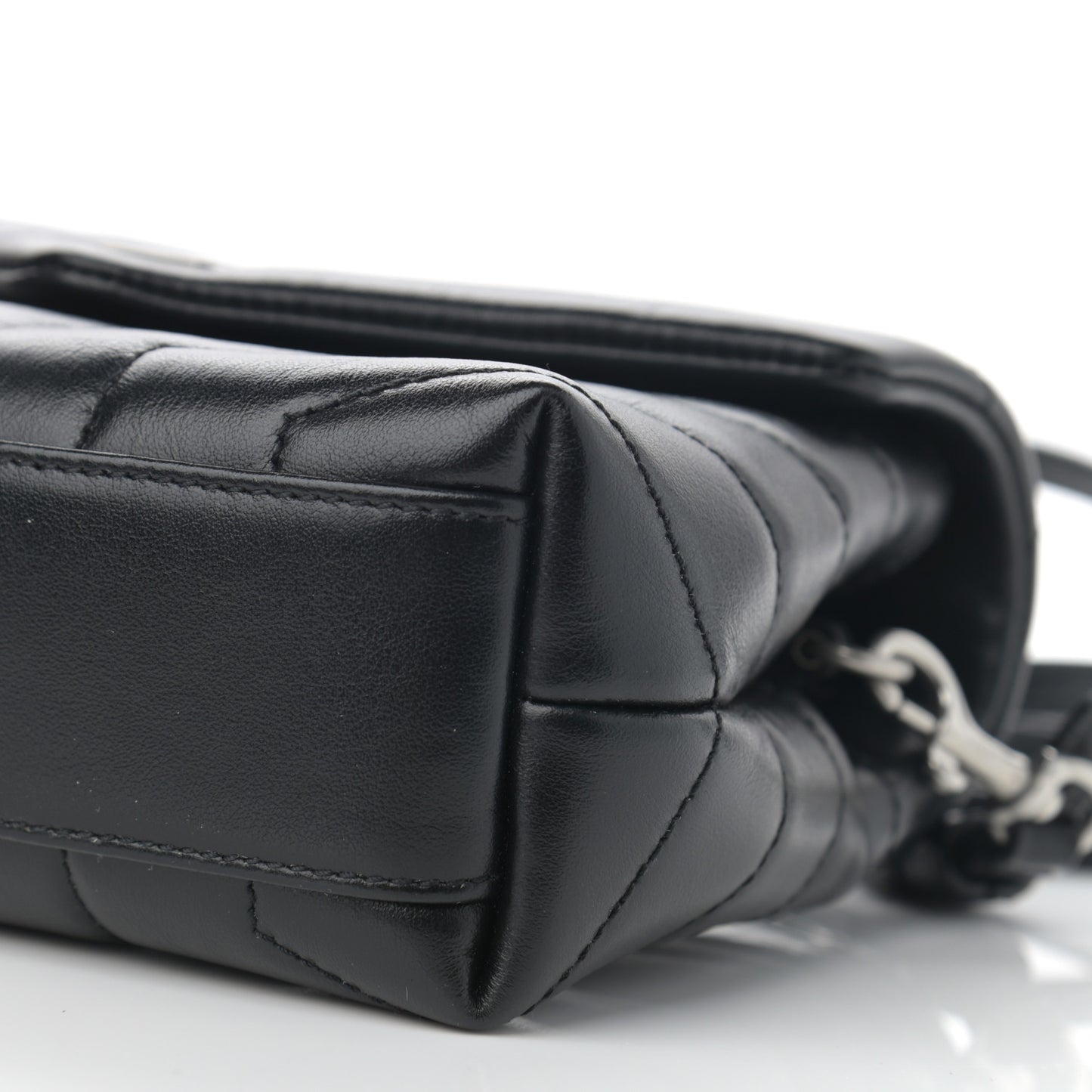 Calfskin Y Quilted Monogram Toy Loulou Crossbody Bag Black