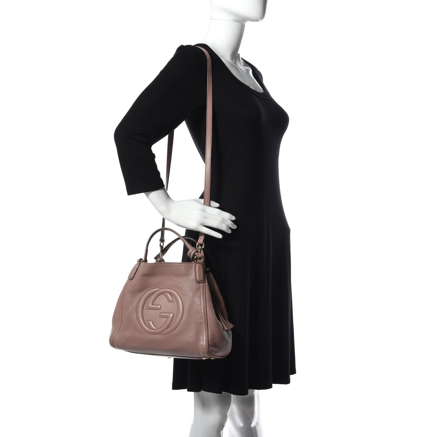 Pebbled Calfskin Small Soho Shoulder Bag Light Pink
