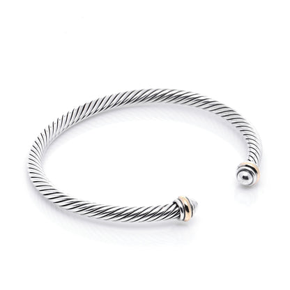 David Yurman Sterling Silver 18K Yellow Gold 4mm Cable Classics Bracelet 4 of 7