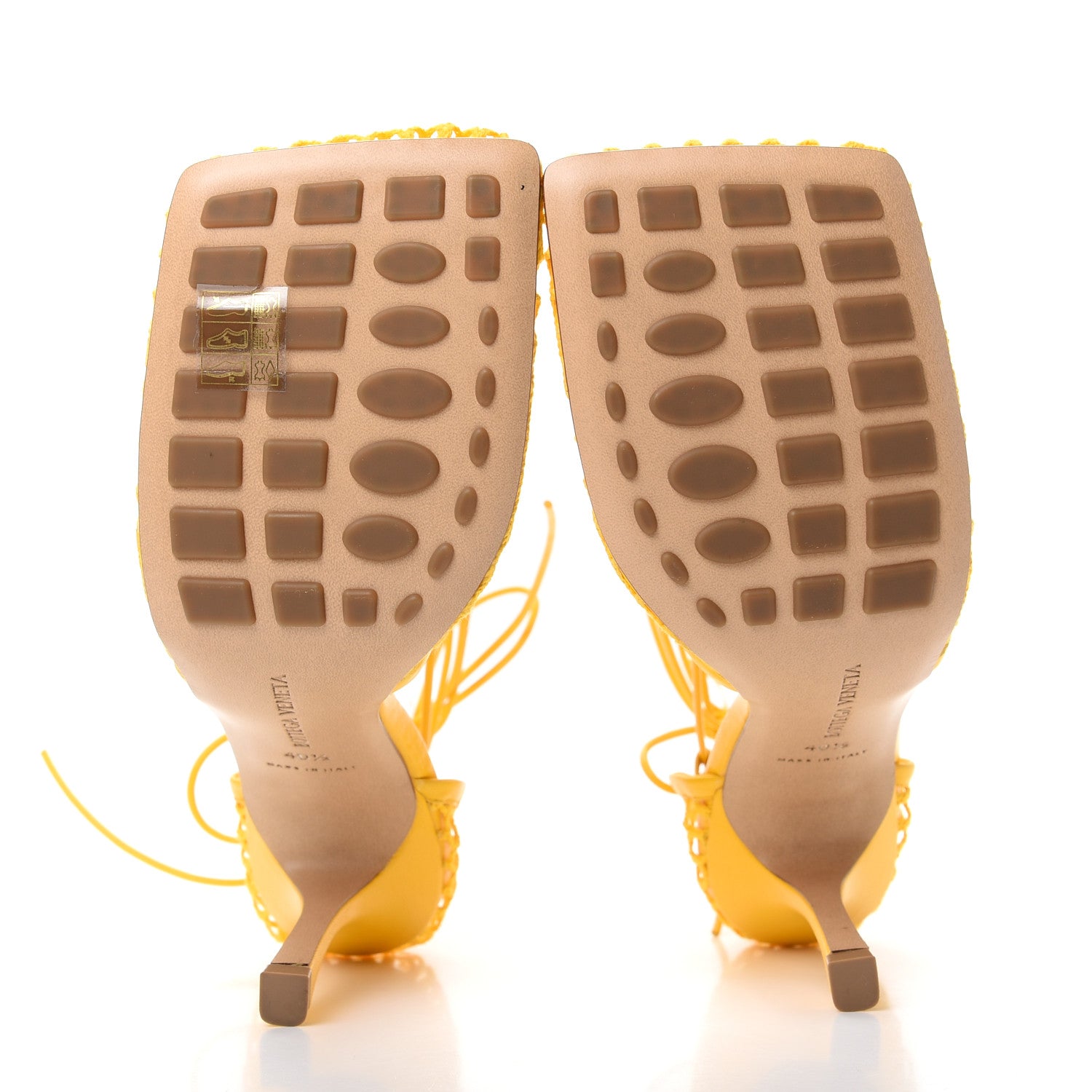Bottega Veneta Mesh Nappa Stretch Ankle Tie Sandals 40.5 Egg Yolk 7 of 9