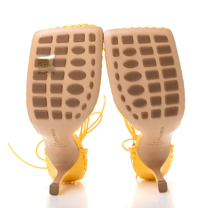 Bottega Veneta Mesh Nappa Stretch Ankle Tie Sandals 40.5 Egg Yolk 7 of 9