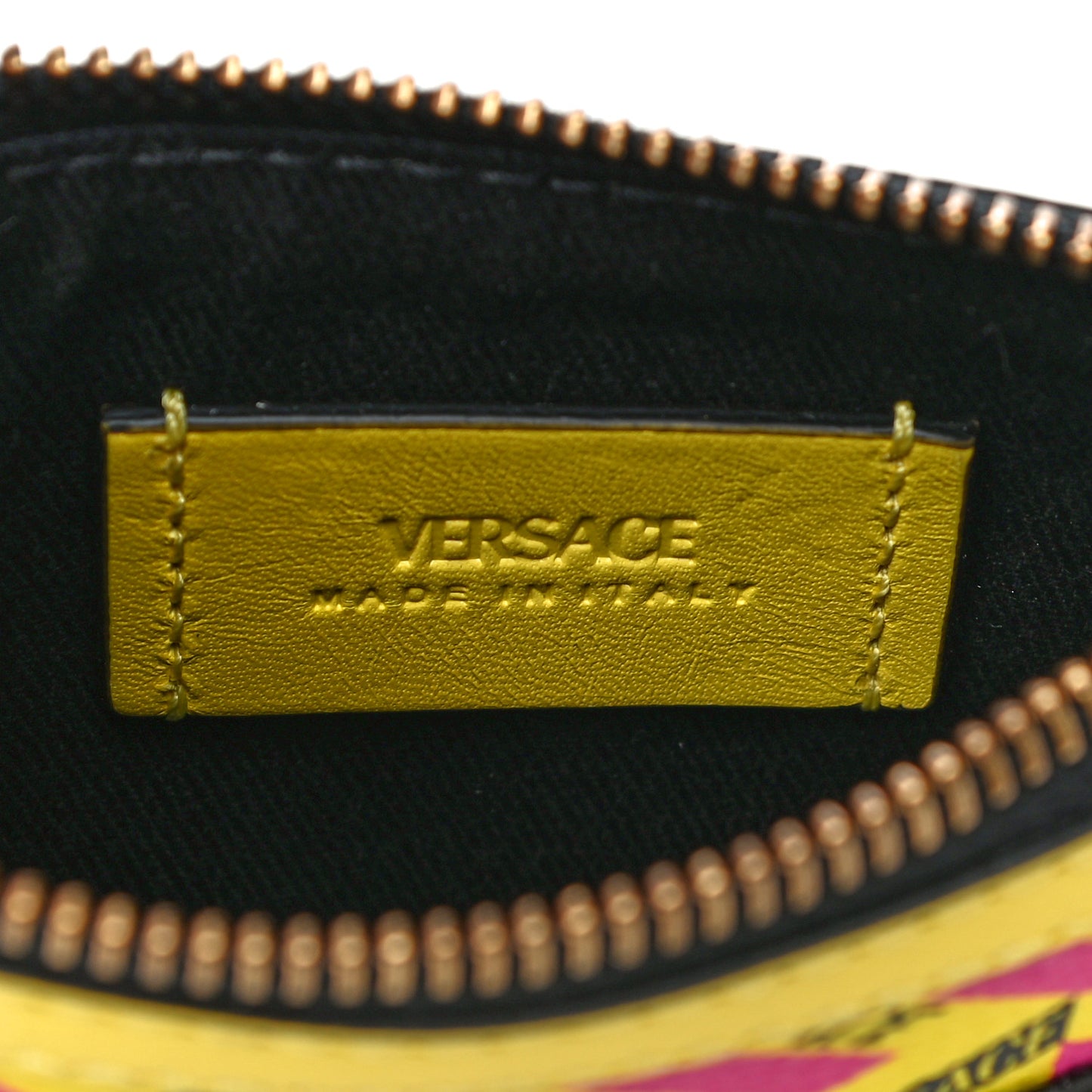 Coated Canvas Calfskin La Greca Modular Zip Pouch Yellow Pink