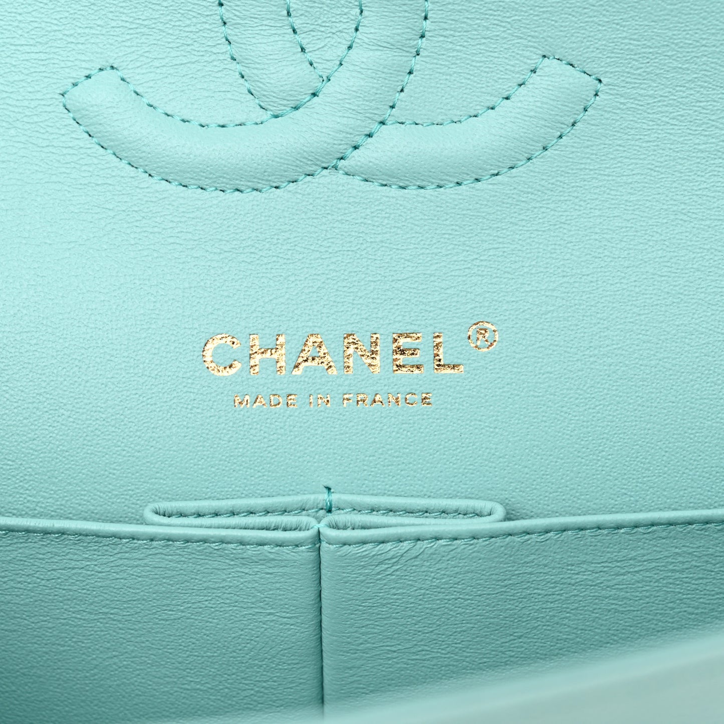 Caviar Quilted Medium Double Flap Light Blue
