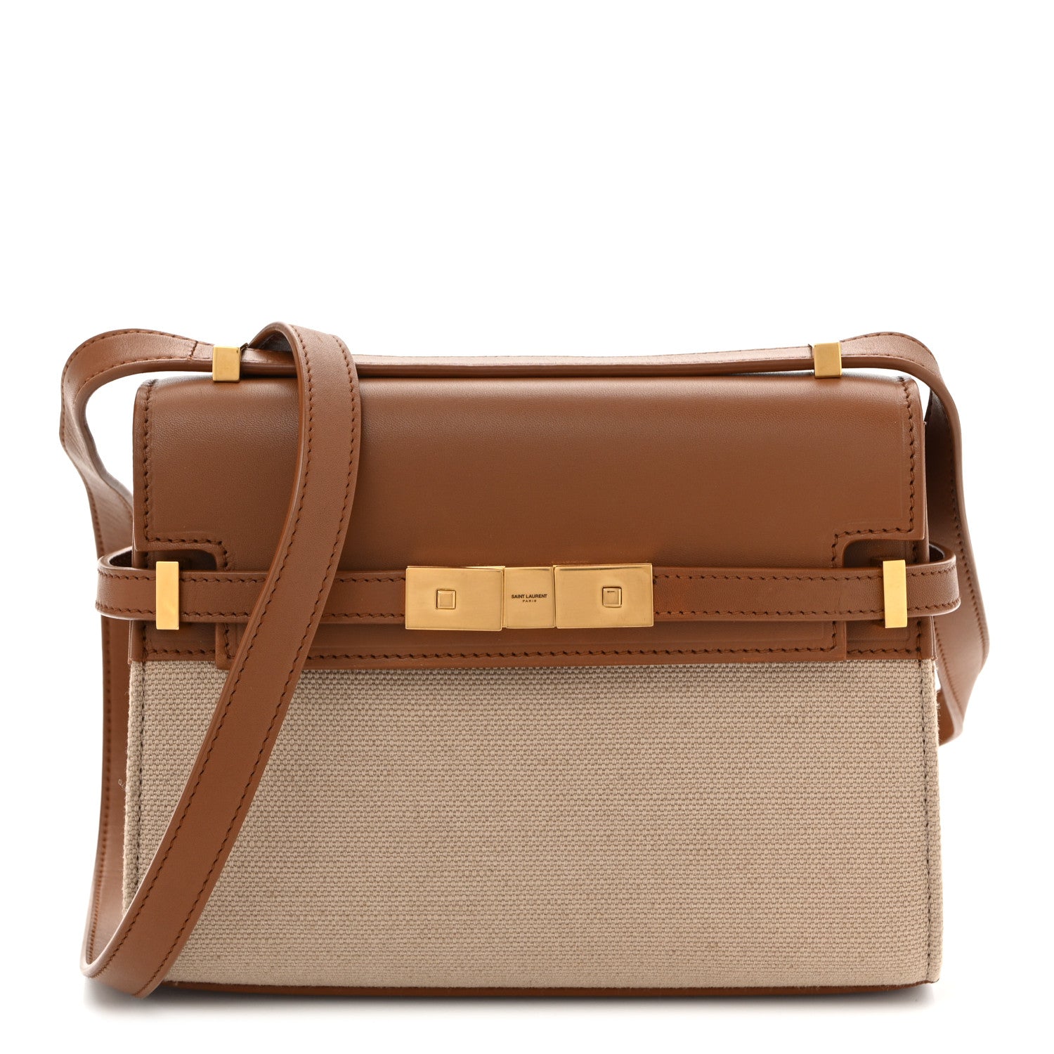 Saint Laurent Canvas Calfskin Mini Manhattan Shoulder Bag  Natural Beige Brick 1 of 10