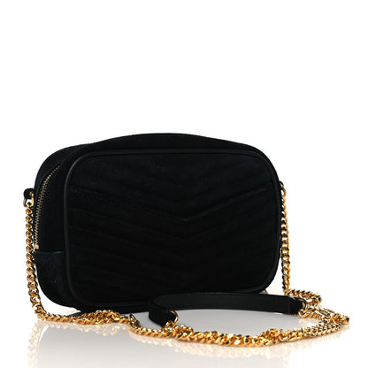 Saint Laurent Suede Matelasse Monogram Mini Lou Camera Bag Black 3 of 11
