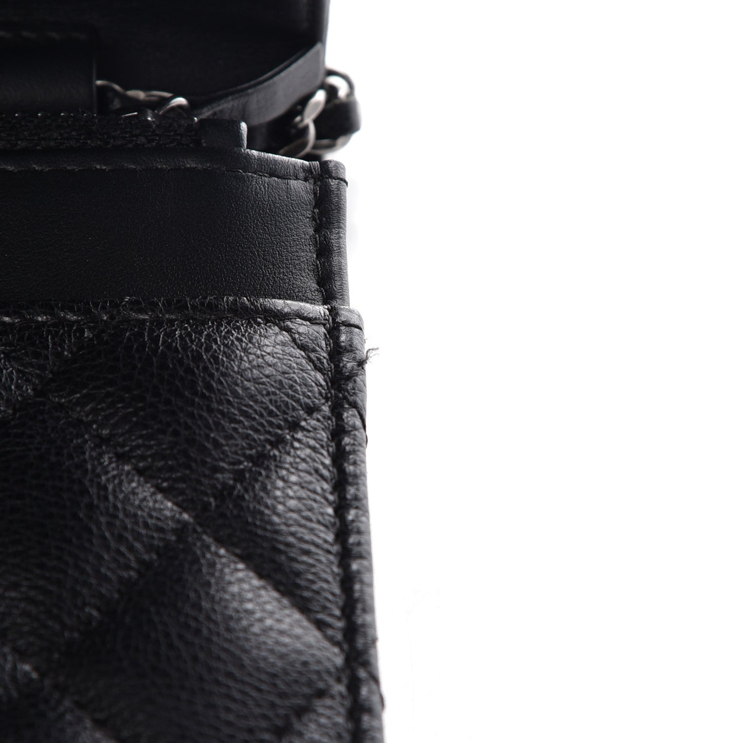 Calfskin Quilted Boy Wallet On Chain WOC Black