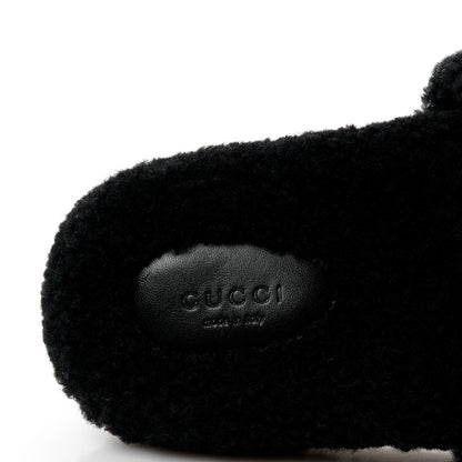 Gucci Shearling Womens Eileen Slide Sandals 39 Black Butterscotch 8 of 9