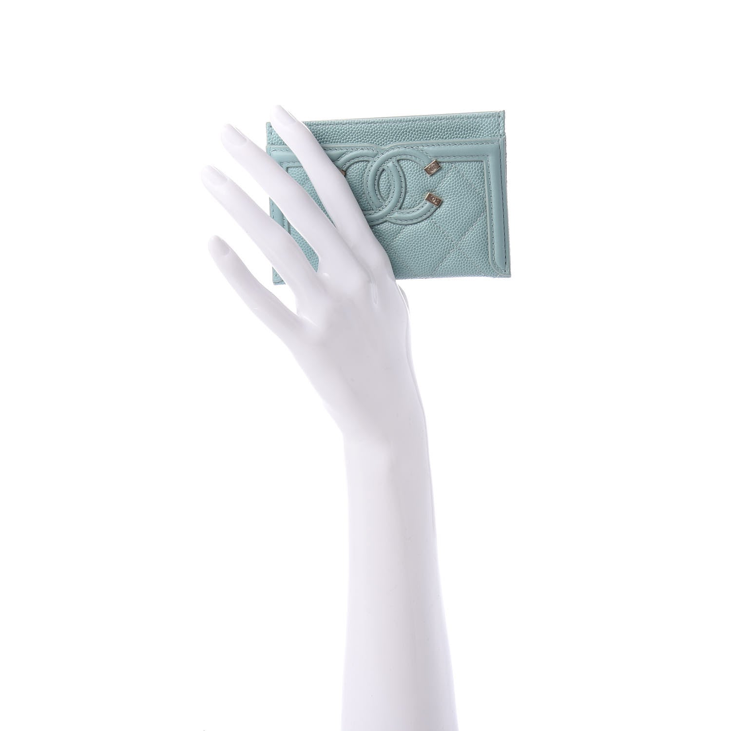 Chanel Caviar Quilted Filigree Card Holder Light Blue 2 of 7