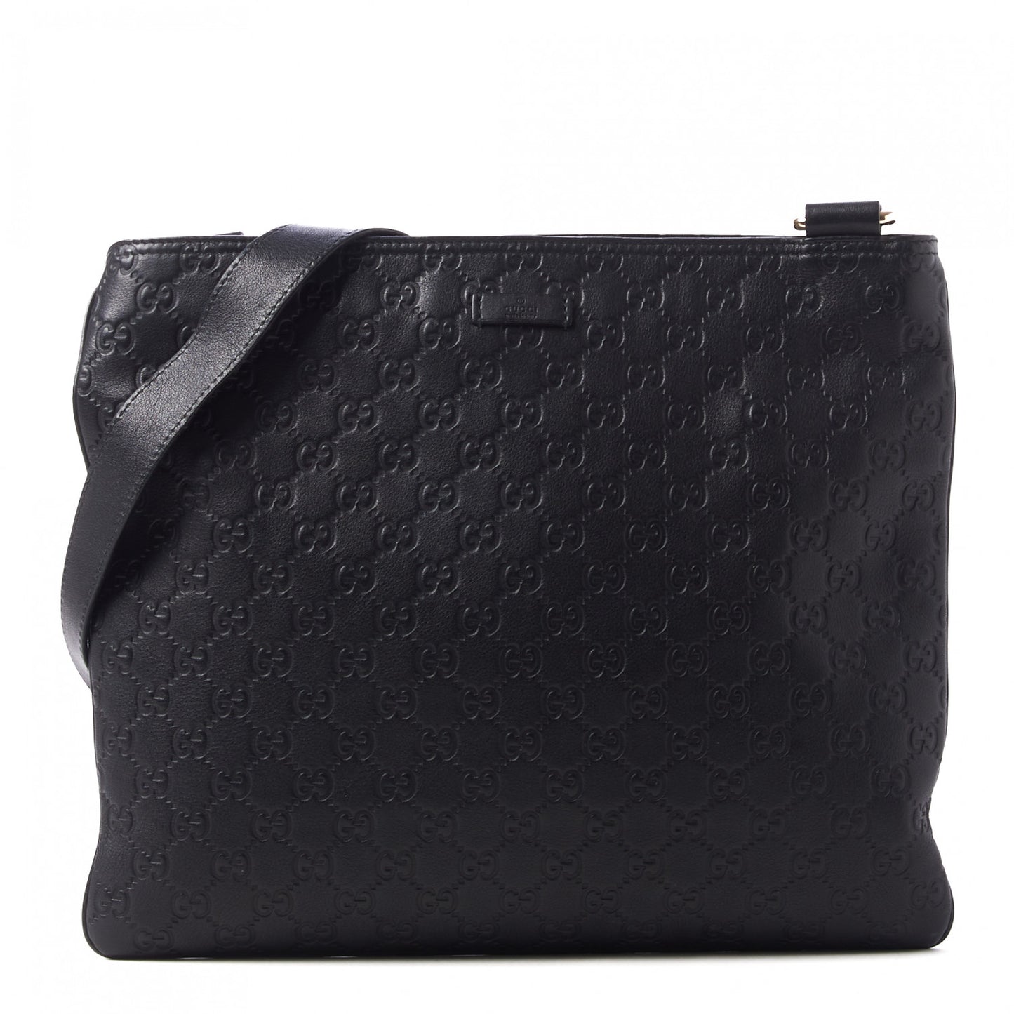 Guccissima Medium Flat Messenger Bag Black