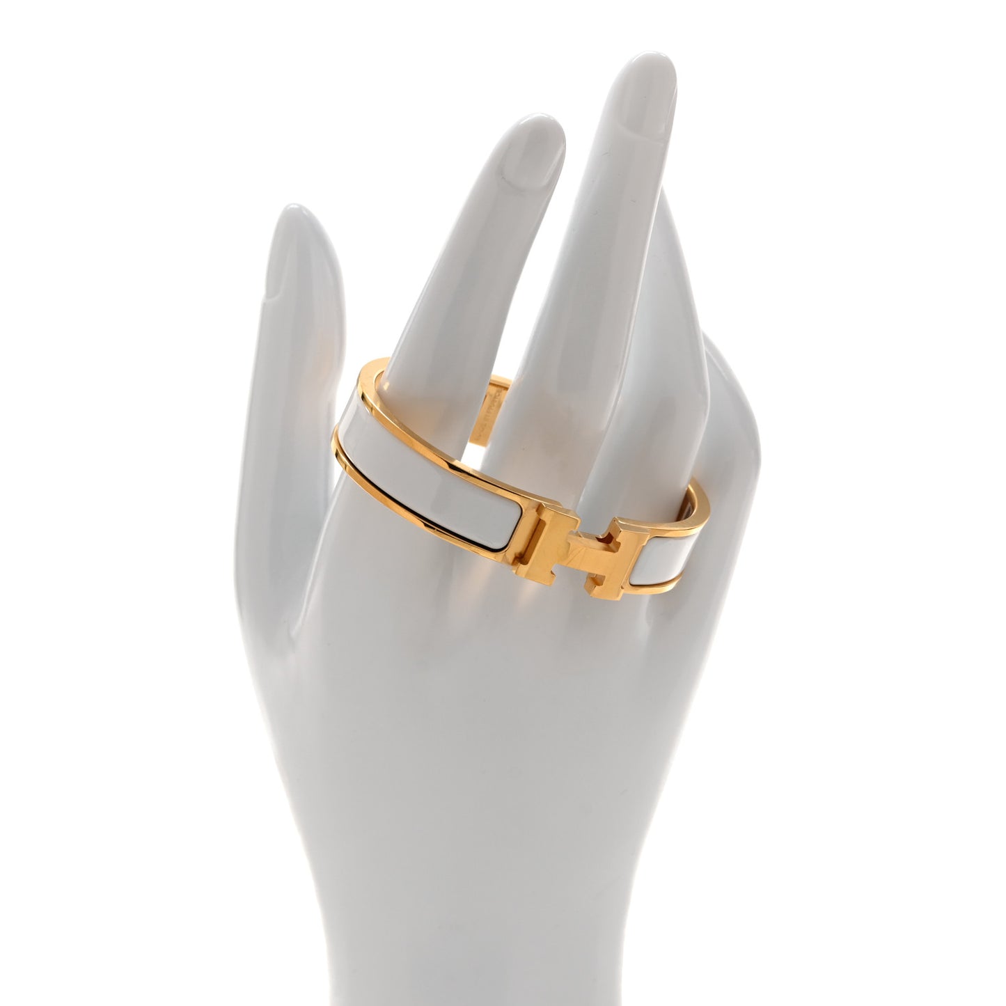 Enamel Narrow Clic Clac H Bracelet PM White