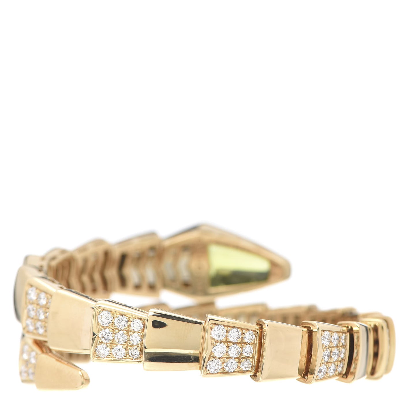 18K Yellow Gold Diamond Peridot Serpenti Scaglie Bracelet