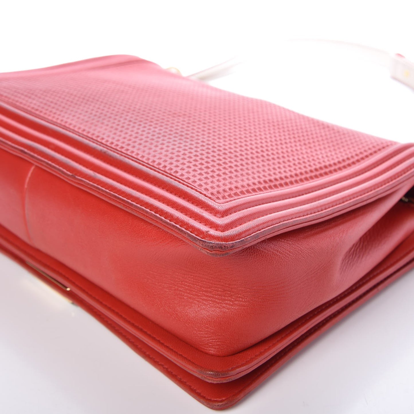 Lambskin Square Quilted Large Boy Cube Flap Red