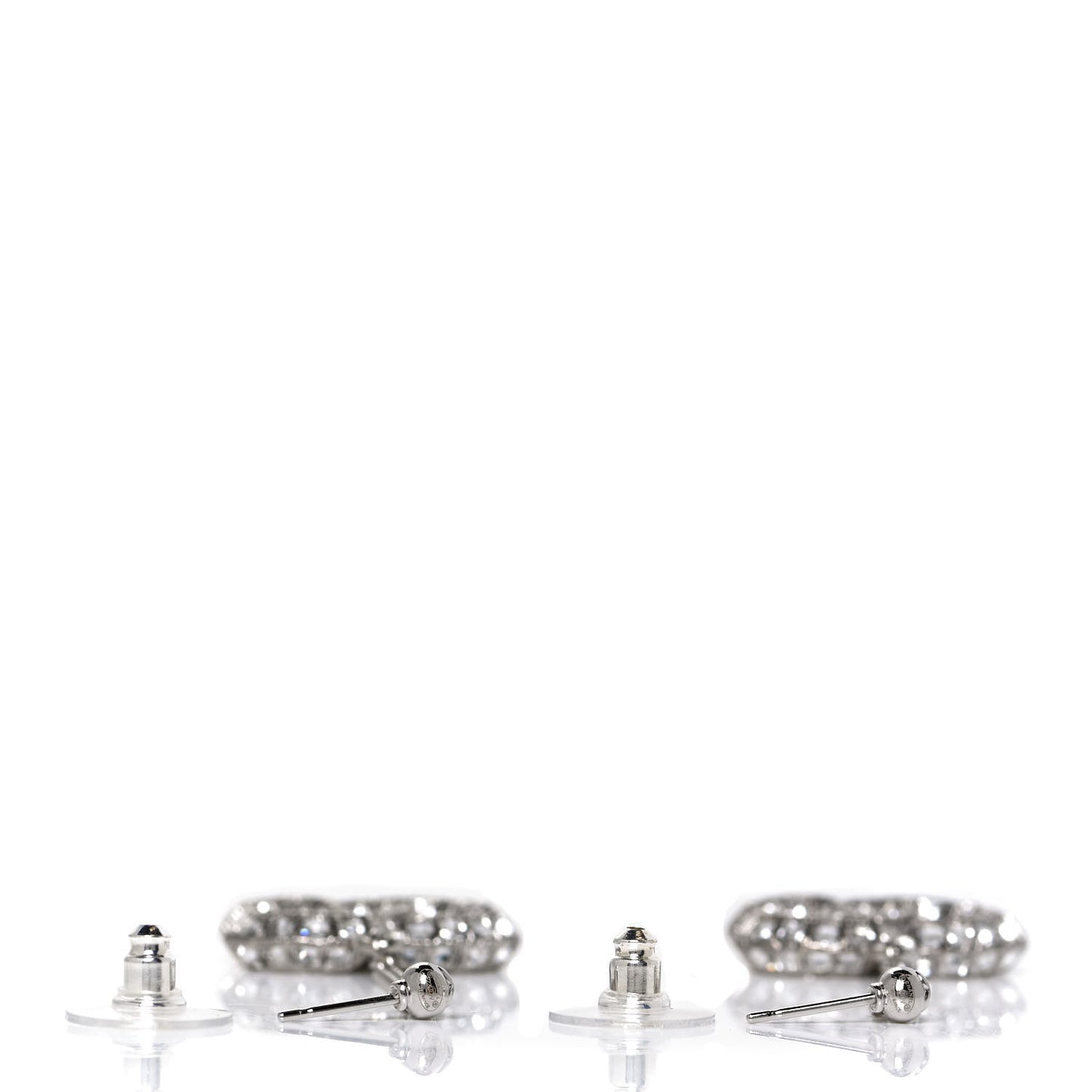 Baguette Crystal CC Drop Earrings Silver