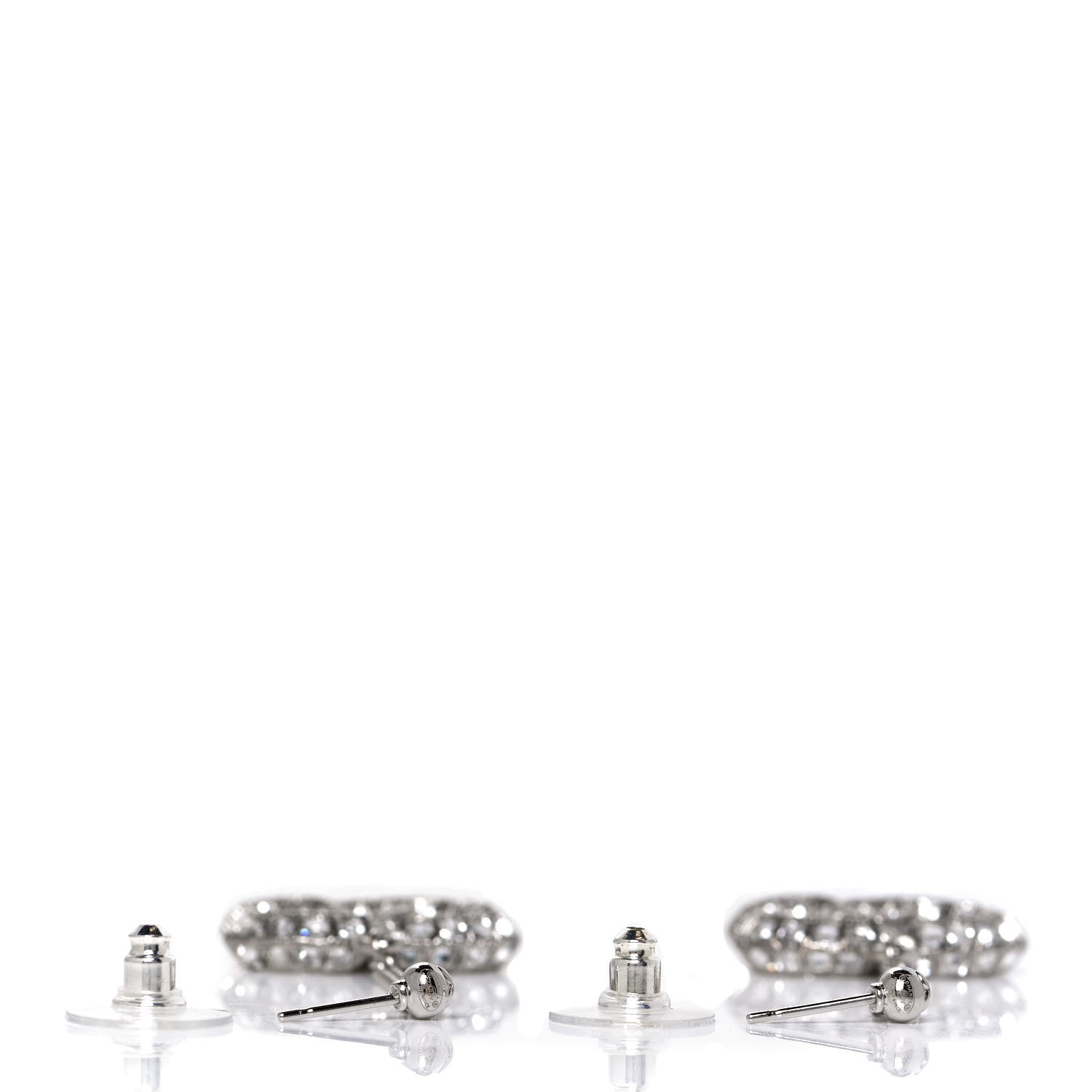 Chanel Baguette Crystal CC Drop Earrings Silver 3 of 4