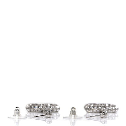 Chanel Baguette Crystal CC Drop Earrings Silver 3 of 4