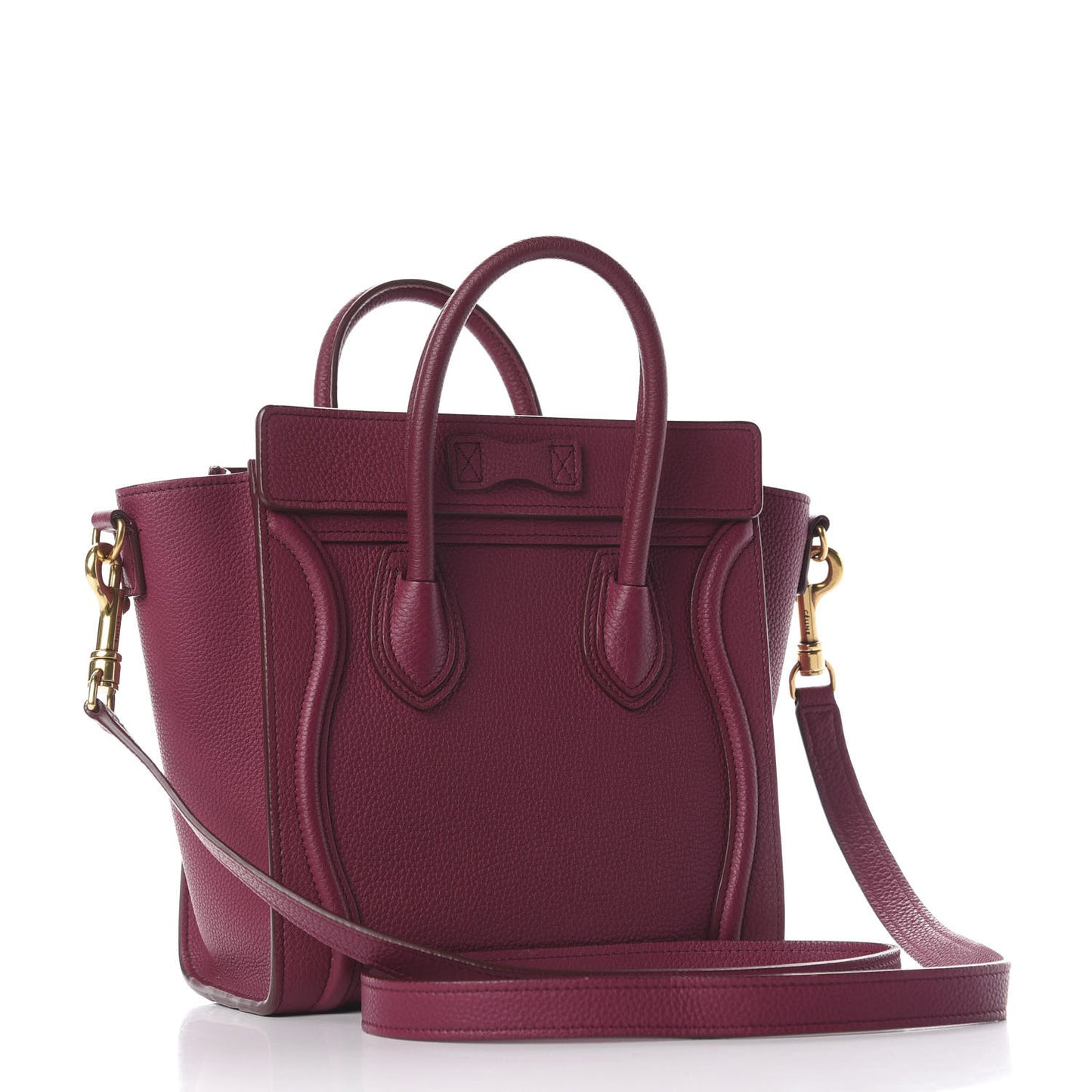 Drummed Calfskin Nano Luggage Plum