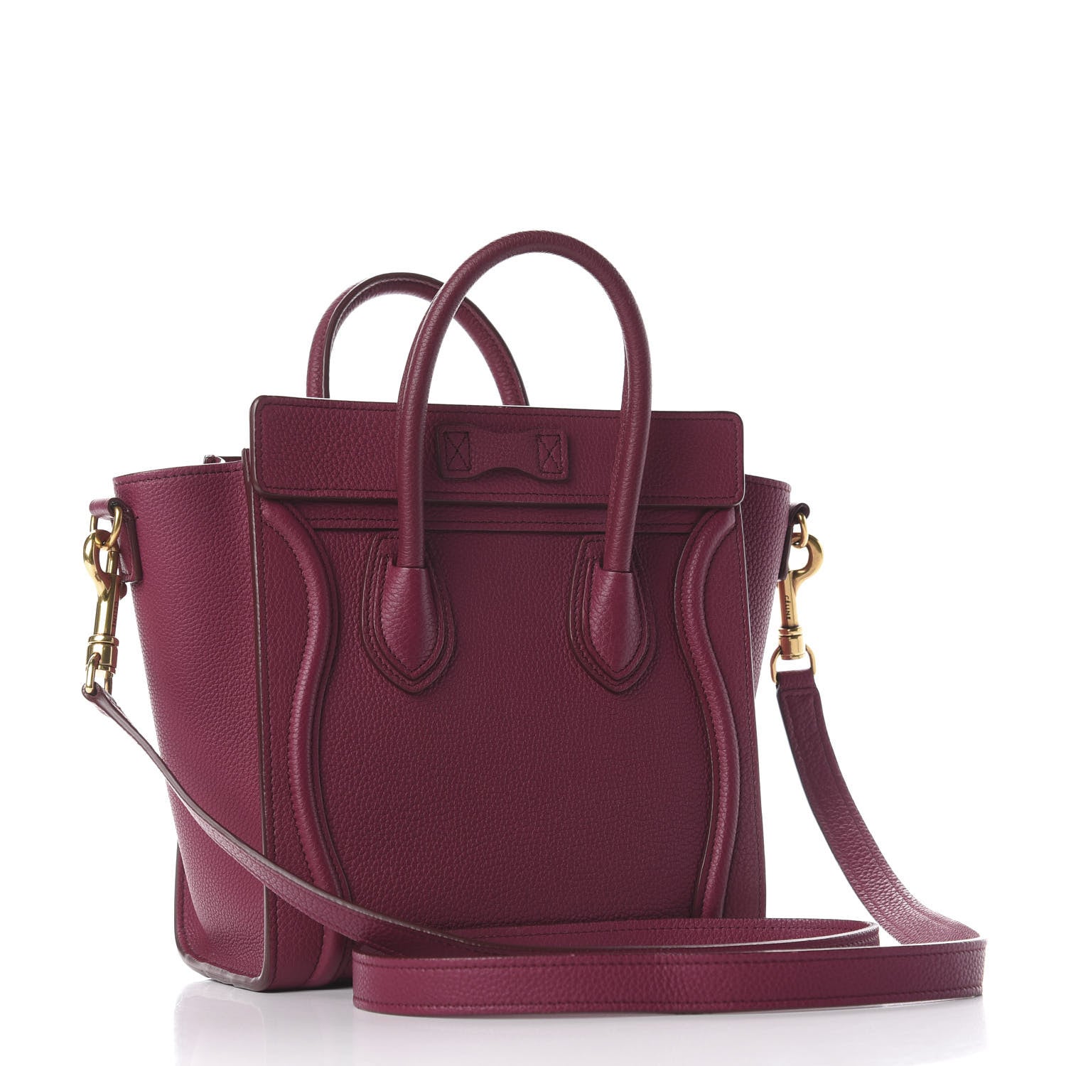 Celine Drummed Calfskin Nano Luggage Plum 2 of 9