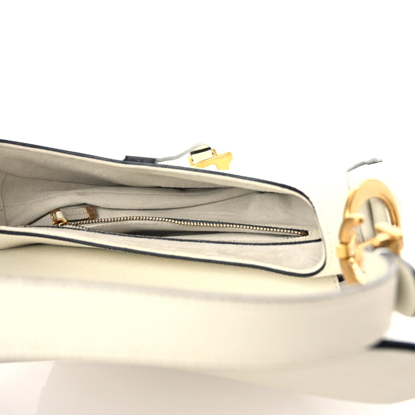 Grained Calfskin Saddle Bag With Strap Latte