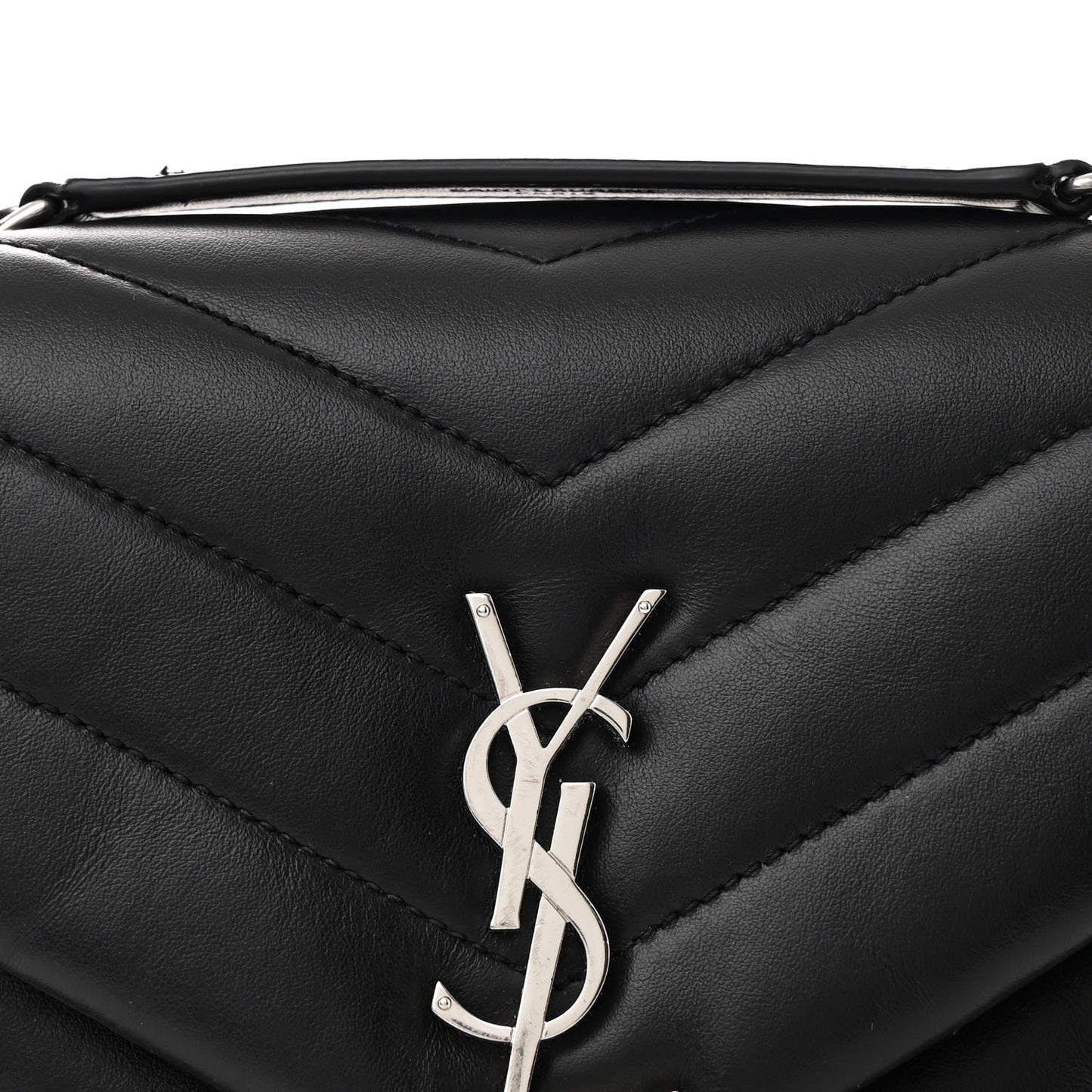 Calfskin Y Quilted Monogram Small Loulou Chain Satchel Black