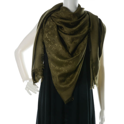 Louis Vuitton Silk Wool Monogram Shawl Kaki 2 of 5