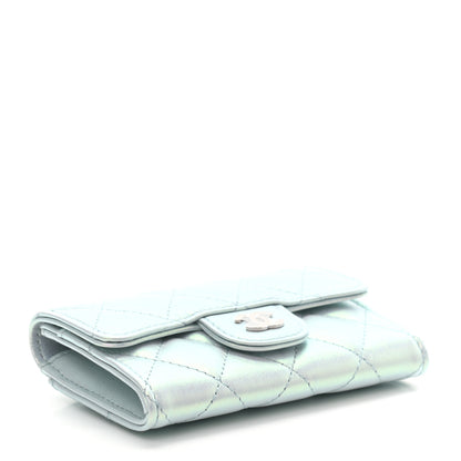 Chanel Iridescent Calfskin Quilted Flap Card Holder Light Blue 4 of 8