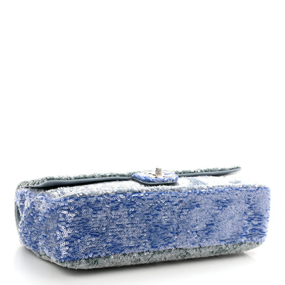 Chanel Sequin Large Waterfall Flap Light Blue 4 of 10
