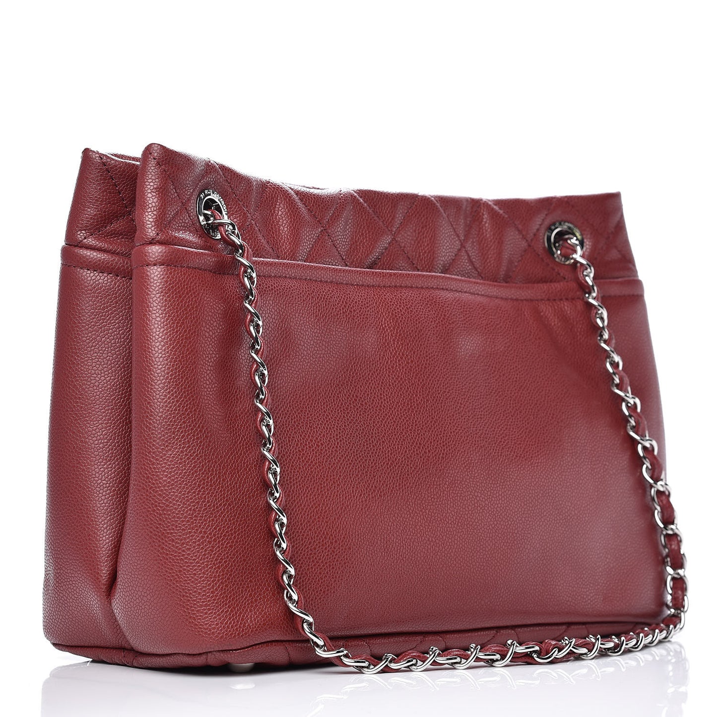 Caviar Quilted Large Timeless CC Soft Tote Dark Red