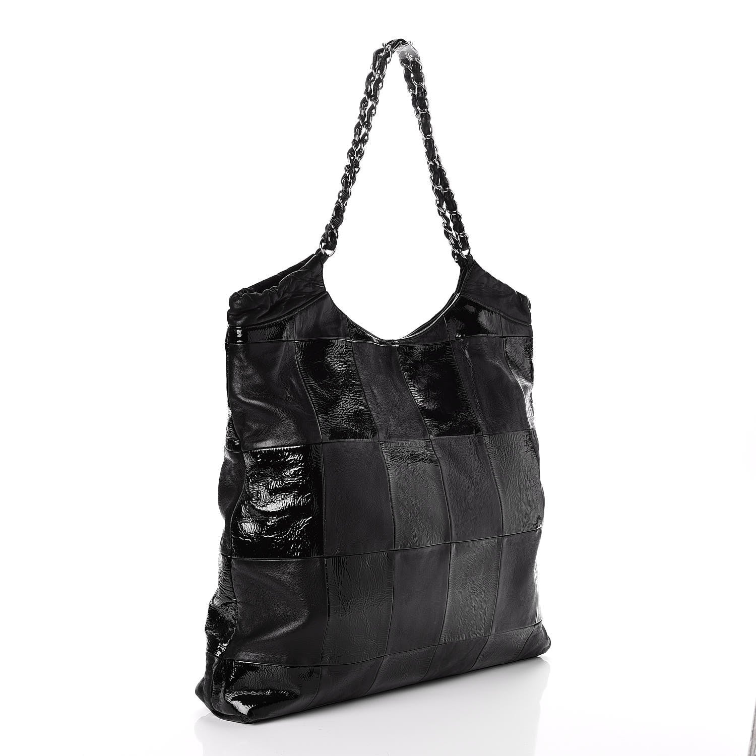 Chanel Patent Calfskin Patchwork Brooklyn Tote Black 3 of 8