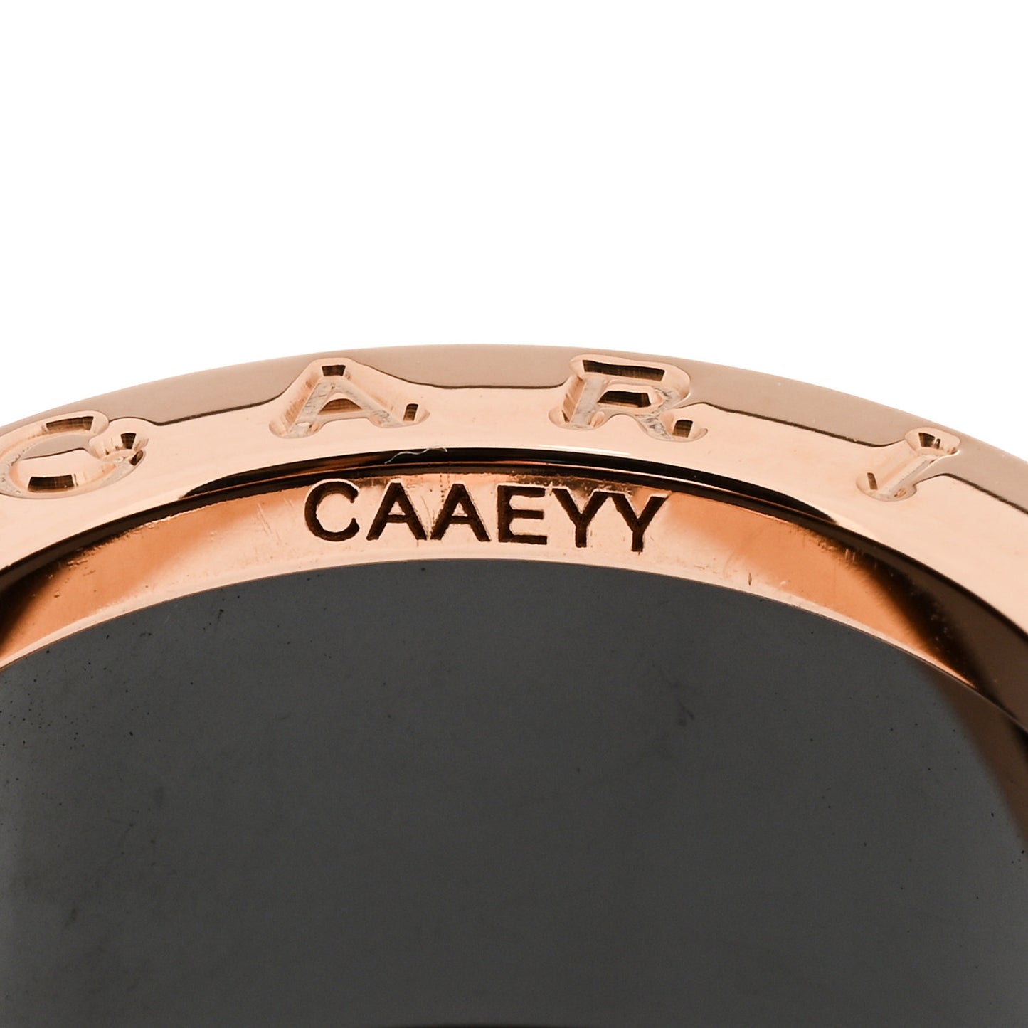 18K Rose Gold Black Ceramic B.Zero1 Four-Band Ring 53 6.25