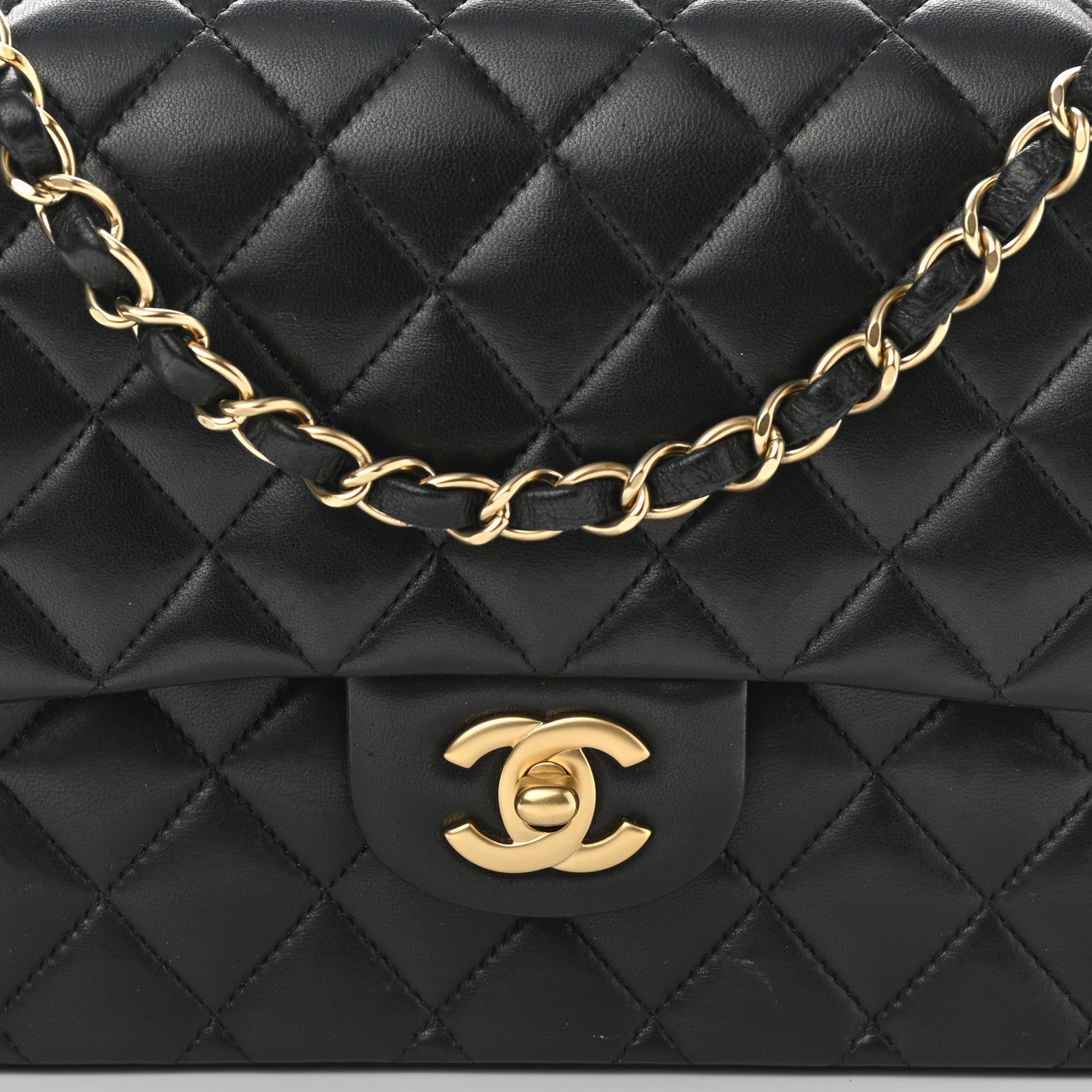 Chanel Lambskin Quilted Medium Double Flap Black 7 of 10