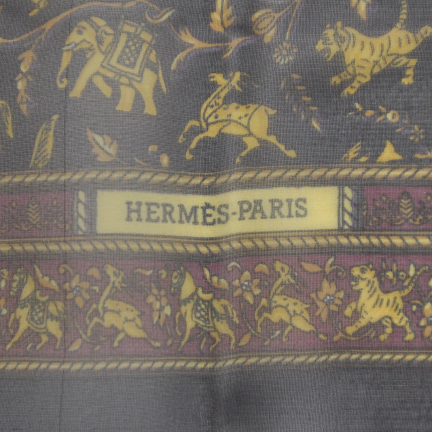 Hermes Silk Chiffon Chasse en Inde Pocket Square Scarf 2 of 4