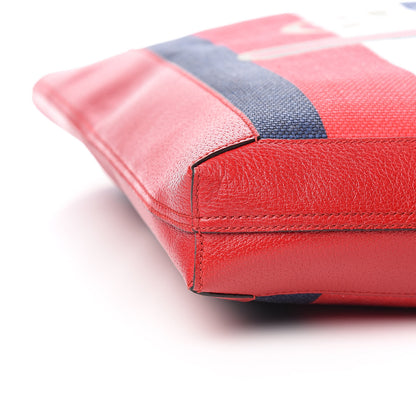 Gucci Canvas Calfskin Sylvie Stripe Logo Mens Tote Red White Blue 7 of 9