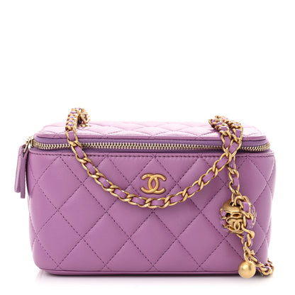 Chanel Lambskin Quilted Pearl Crush Small Vanity Case With Chain Purple 1 of 12