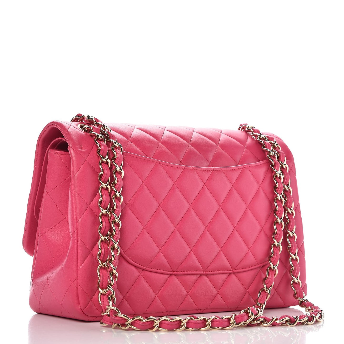 Lambskin Quilted Jumbo Double Flap Fuchsia